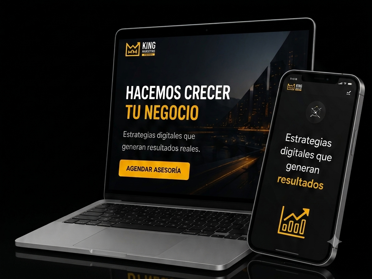 Mockup de laptop y celular mostrando planes de marketing