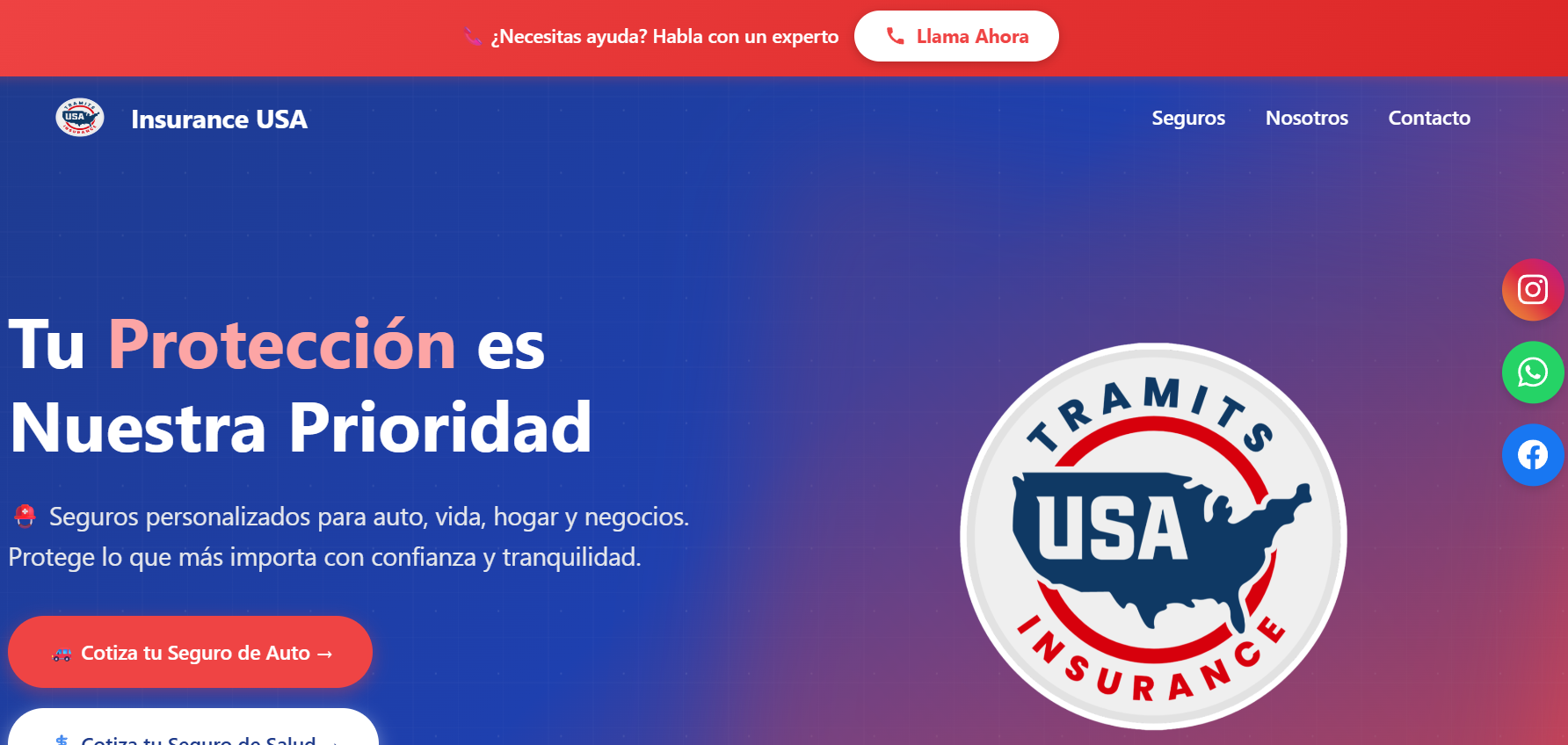 Página Web Tramits USA Insurance